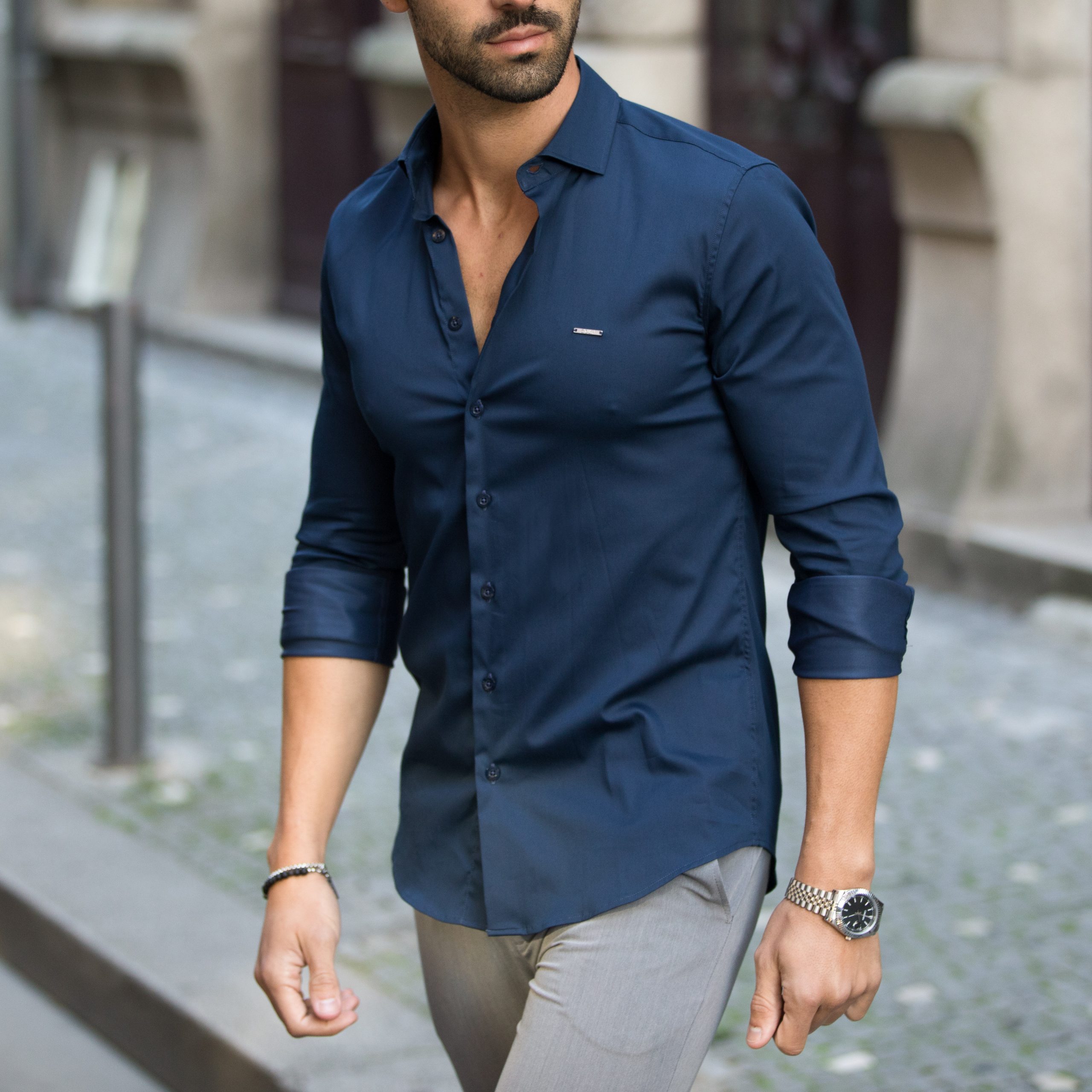 Camisa Slim-Fit Azul Marinho Zolf – NorBest