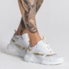 White and Gold GK Action Sneakers