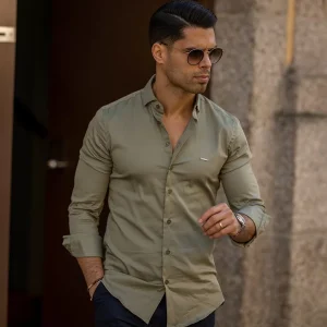 Camisa Slim-Fit Verde Seco Zolf