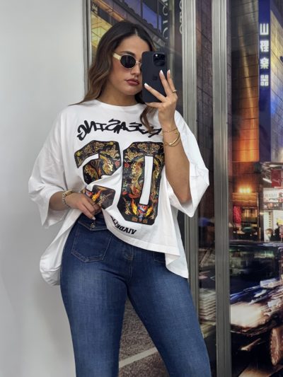 T-shirt oversize branca VDR