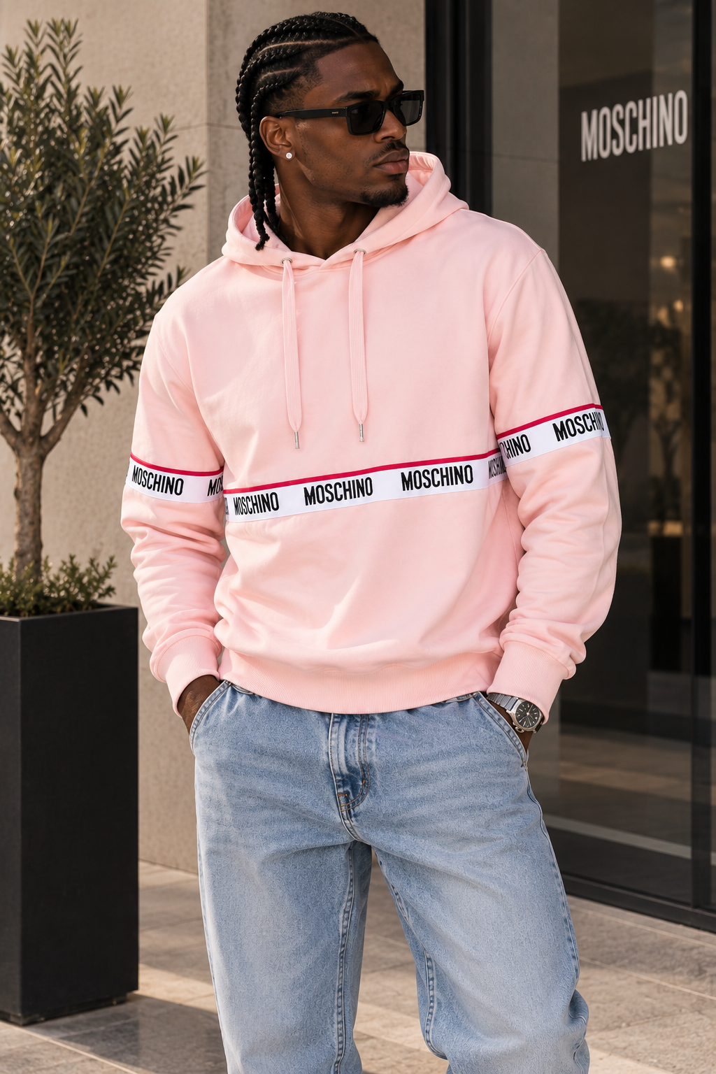 Camisola rosa logo Moschino