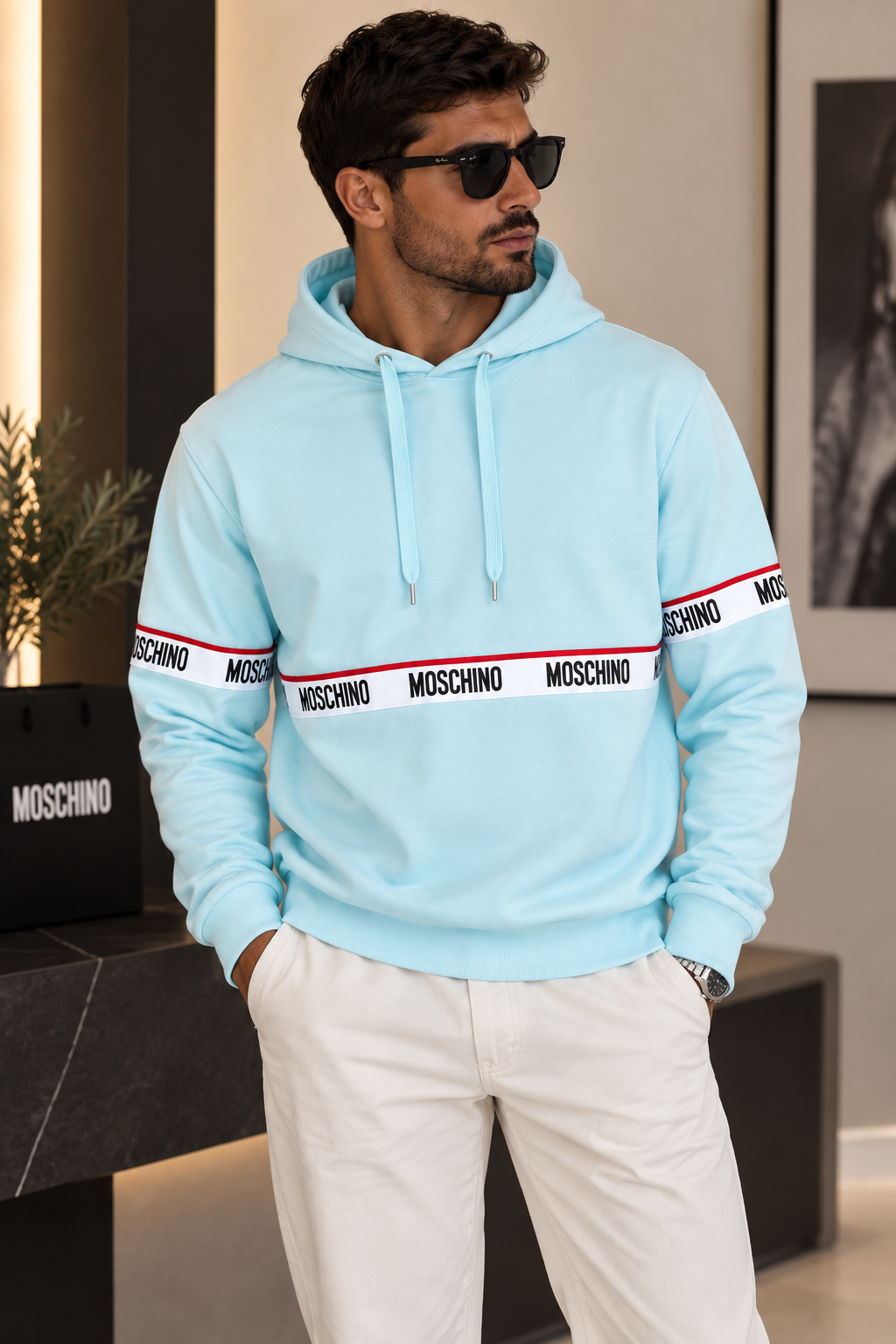 Camisola azul bebé logo Moschino
