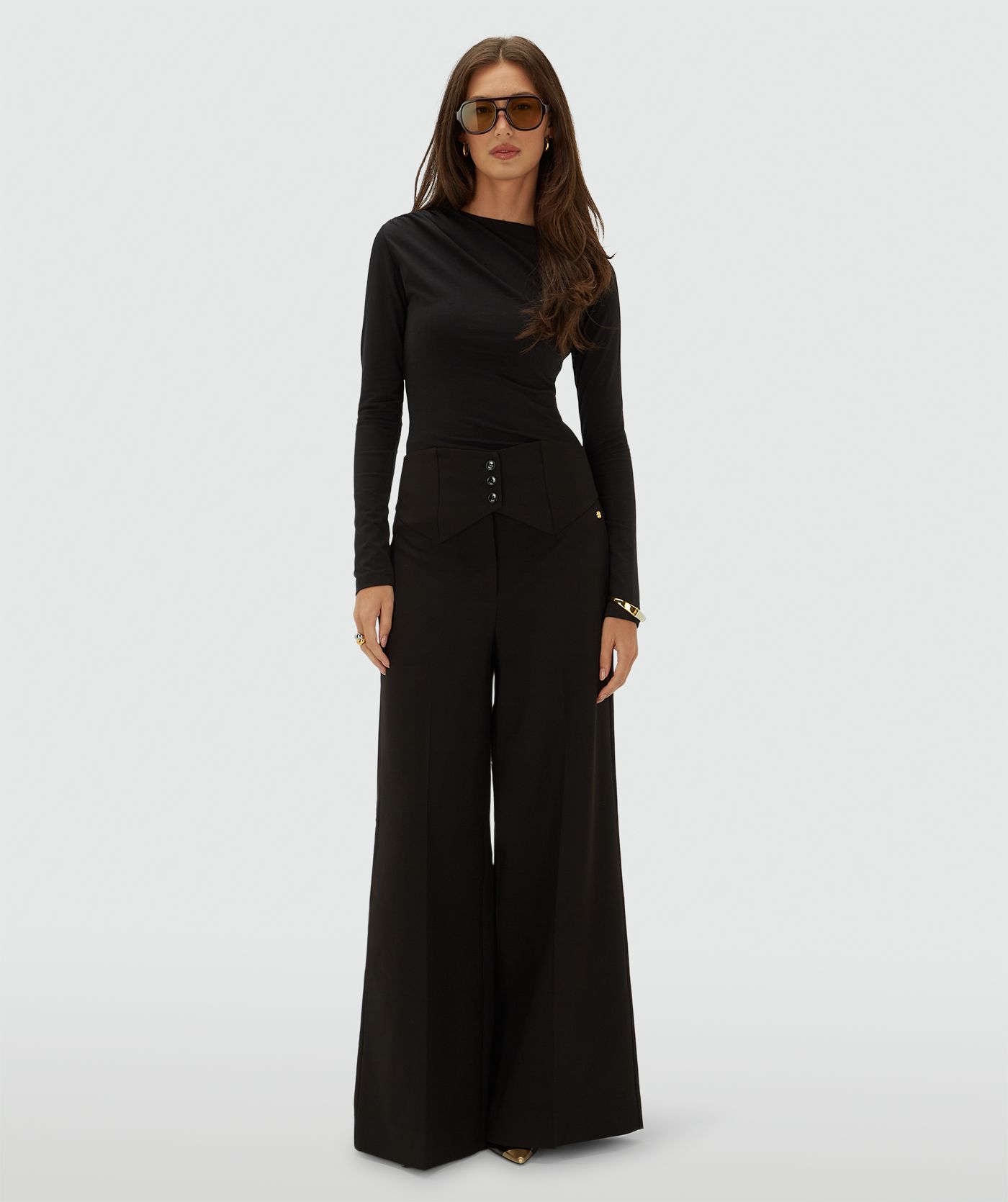 Calça wide-leg preta Josh V