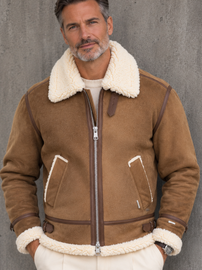 Casaco aviador camel Gianni Lupo